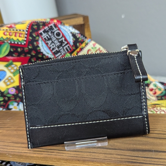Coach Black Signature Canvas Card Holder - Picture 2 of 3